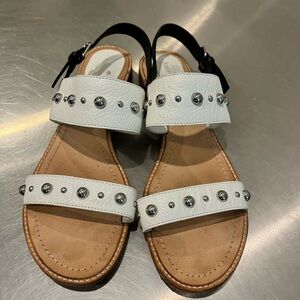 Kate Spade White and Black Studded Sandals